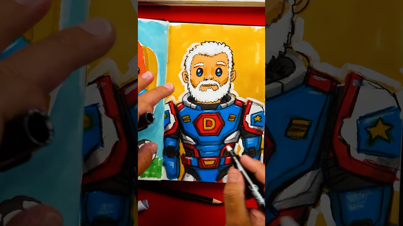 Sketchbook challenge - draw your dad as a superhero #artforkidshub
