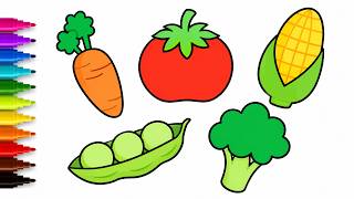 How to Draw Vegetables 🍎🥕 Easy Drawing Tutorial | HooplaKidz How To