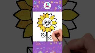 🌻 Sunflower Drawing For Kids | Flower Drawing #shorts #drawing #coloring #hooplakidzhowto