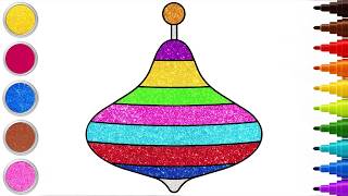 How To Draw A Spinning Top | Easy Drawing And Coloring for Kids | Chiki Art | HooplaKidz How To