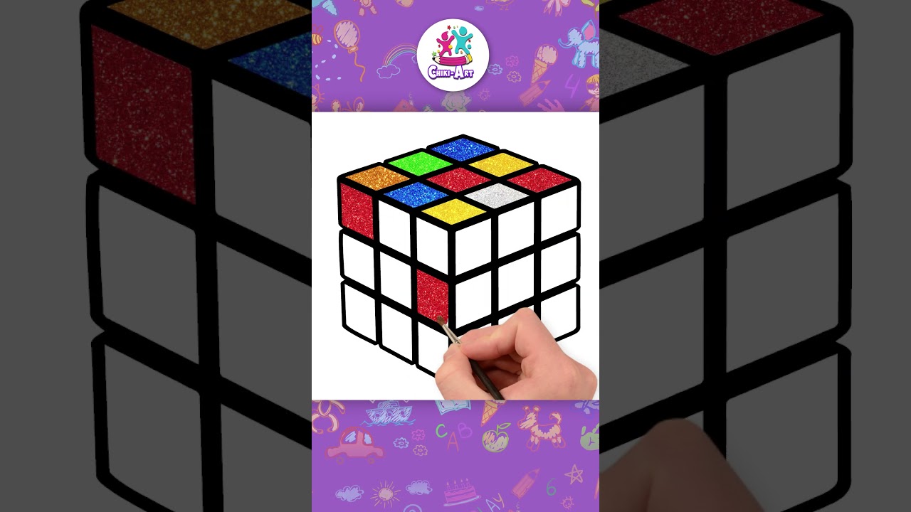 Rubik’s Cube Drawing Made Easy🧊🖍️ #shorts #drawing #coloring