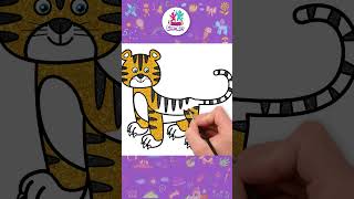 🐯 Easy TIGER Drawing for Kids #shorts #drawing #coloring #hooplakidzhowto