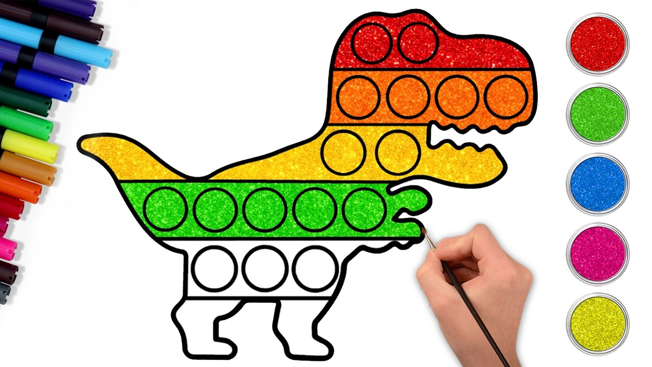 How To Draw Dinosaur 🦖Pop It Dinosaur Drawing | Step By Step | Chiki Art | HooplaKidz How To