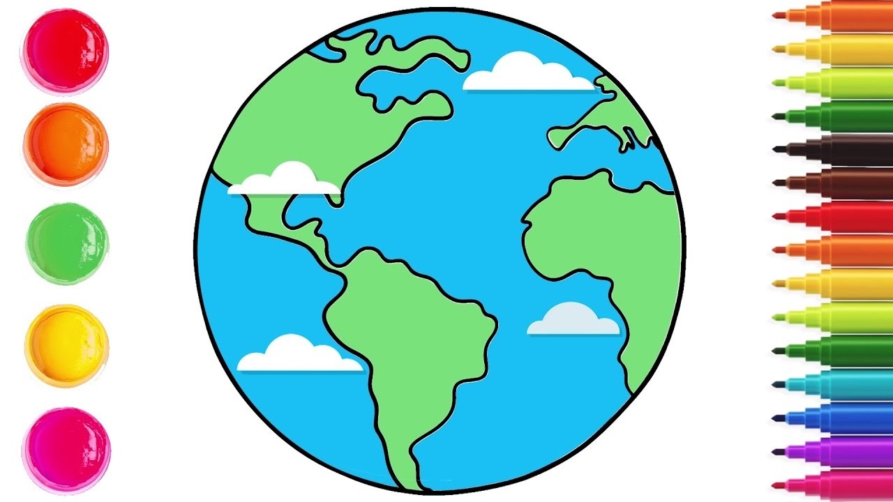 How To Draw Earth Planet Easy 🌎 Planet Drawing | Chiki Art | HooplaKidz How To
