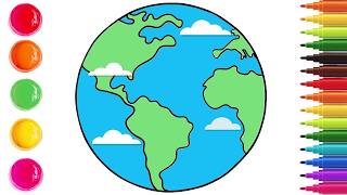 How To Draw Earth Planet Easy 🌎 Planet Drawing | Chiki Art | HooplaKidz How To