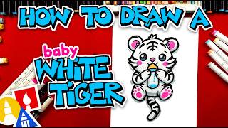 How To Draw A Baby White Tiger Drinking A Bottle