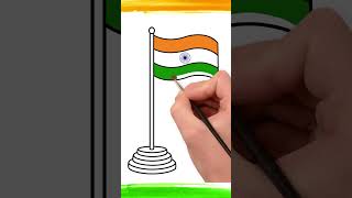 How To Draw An Indian Flag | Step By Step Drawing 🇮🇳 #shorts  #drawing #hooplakidzhowto