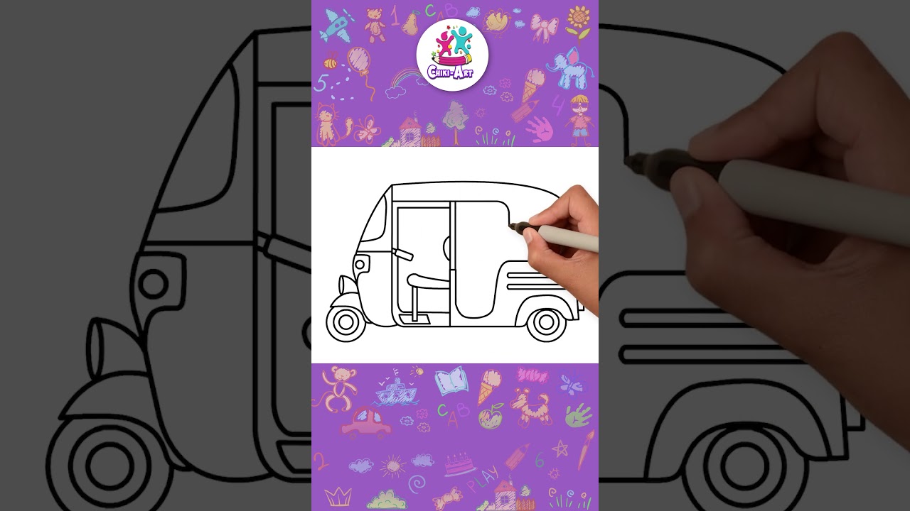 How To Draw Auto Rickshaw✏️🛺 #shorts #hooplakidzhowto #drawingforkids