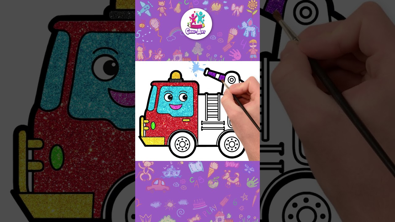 How To Draw Fire Truck ๐ - Easy Tutorial for Kids #shorts #drawing #coloring