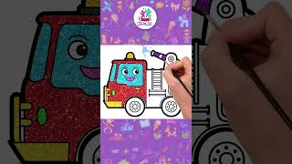 How To Draw Fire Truck 🚒 - Easy Tutorial for Kids #shorts #drawing #coloring