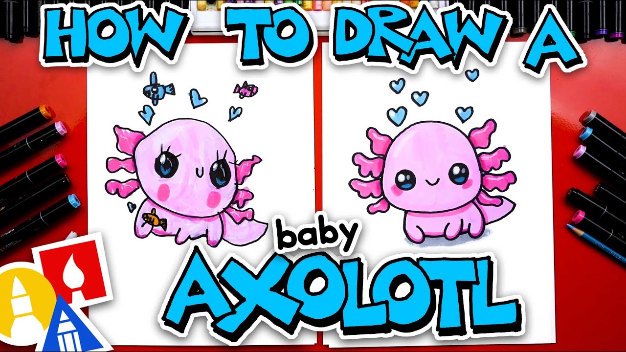 How To Draw a Baby Axolotl - Cute Animal Drawing Tutorial
