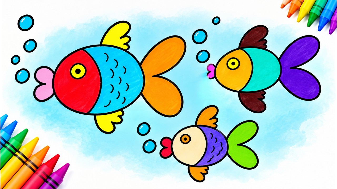 🐟 Fish Drawing For Kids | Fun Drawing For Kids | HooplaKidz How To
