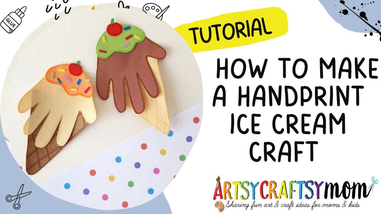 How to make a Handprint Ice cream Craft #icecreamcraft #artsycraftsymom #activity #coloring #diy #