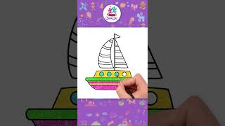 Draw A Sailboat Easily π€#shorts #drawing #coloring #hooplakidzhowto