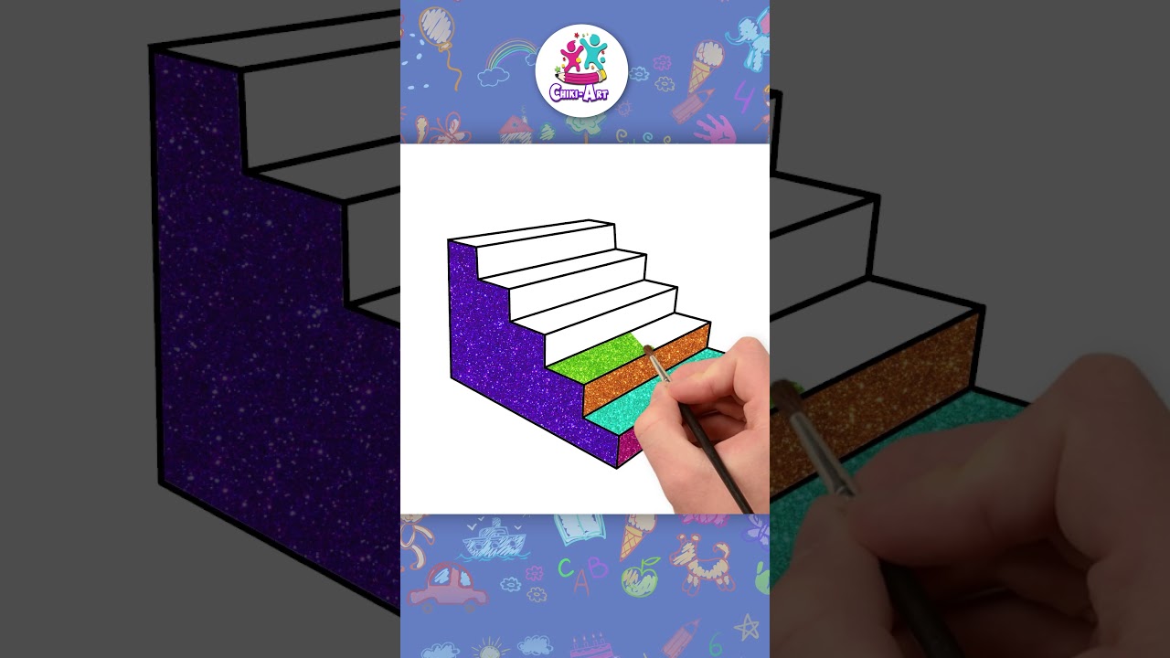How to Draw 3D Stairs β Simple Tutorial π¨ #shorts #drawing #coloring