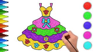 👗 How to Draw a Beautiful Princess Dress | Easy Drawings for Kids | Chiki Art | HooplaKidz How To