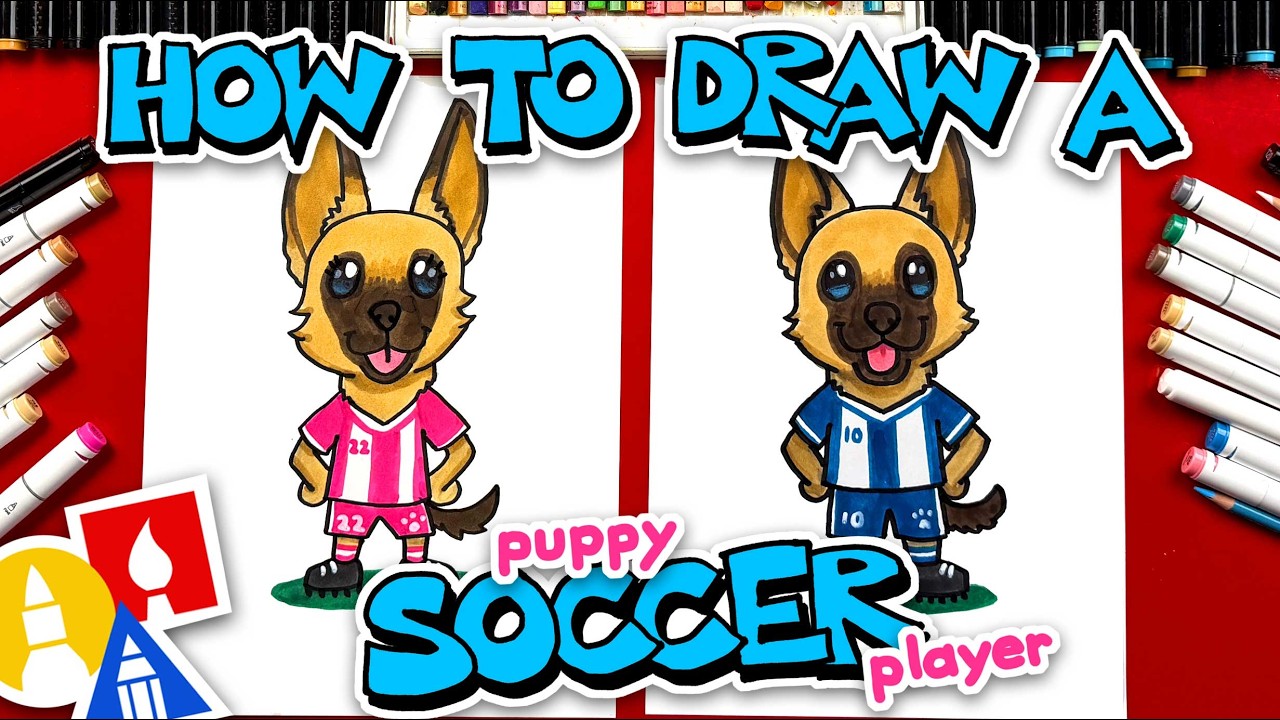 How To Draw A Puppy Soccer Player