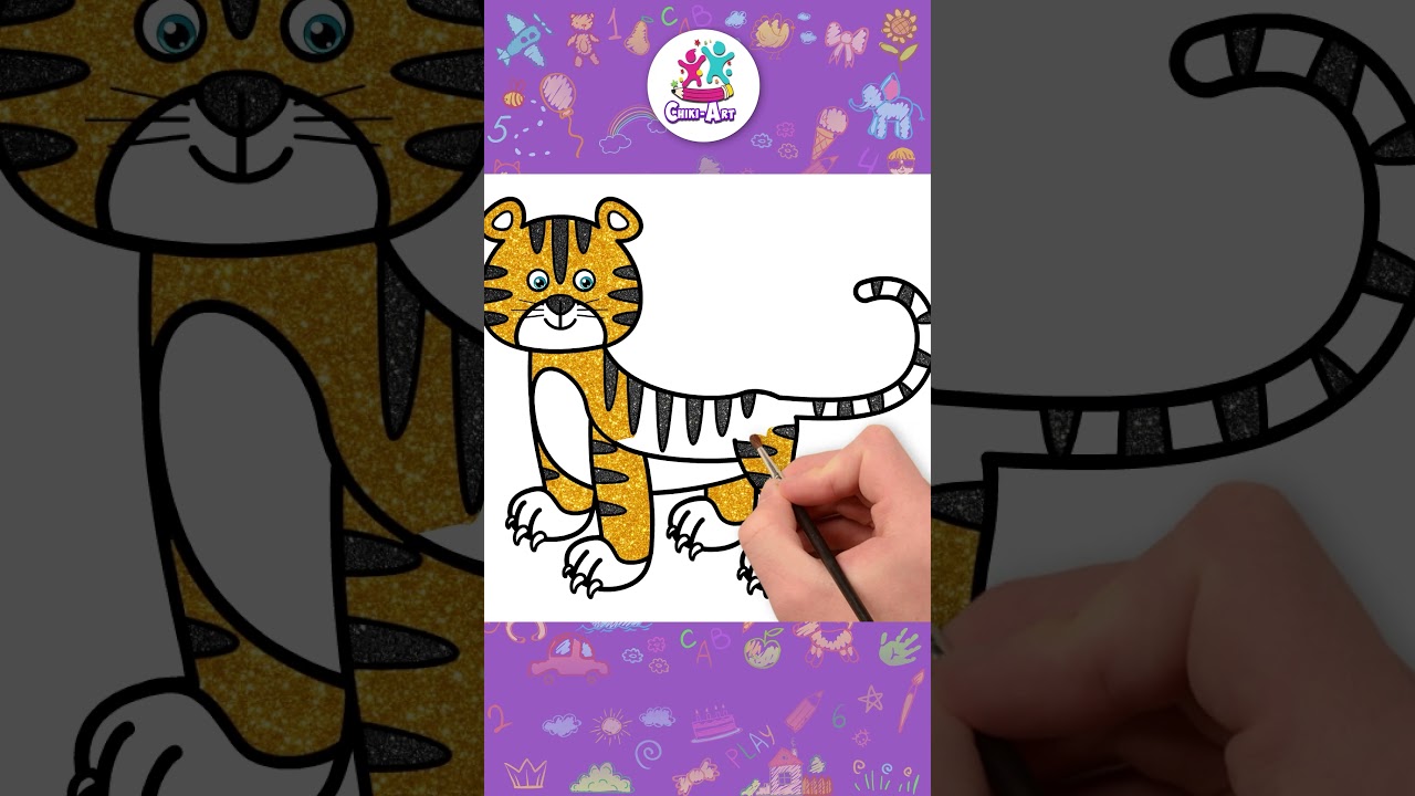 🐯 Easy TIGER Drawing for Kids #shorts #drawing #coloring #hooplakidzhowto
