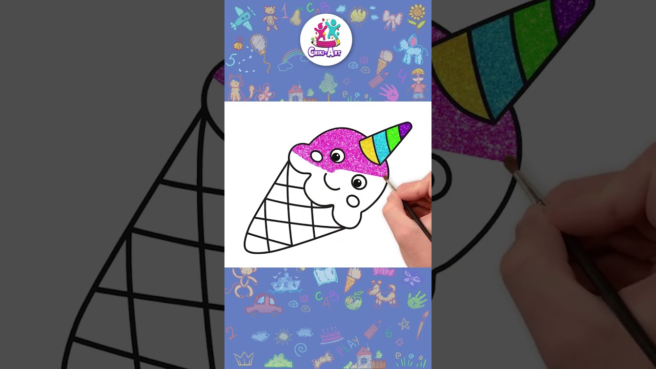 🦄🍧How To Draw An Ice Cream Cone #shorts #drawing #coloring #hooplakidzhowto