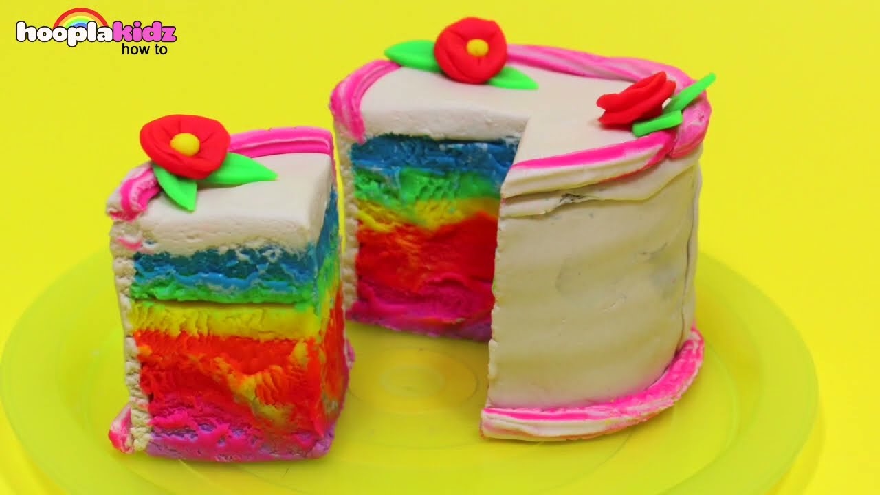 DIY: Play Doh Rainbow Cake 🍰Clay Art For Kids | HooplaKidz How To