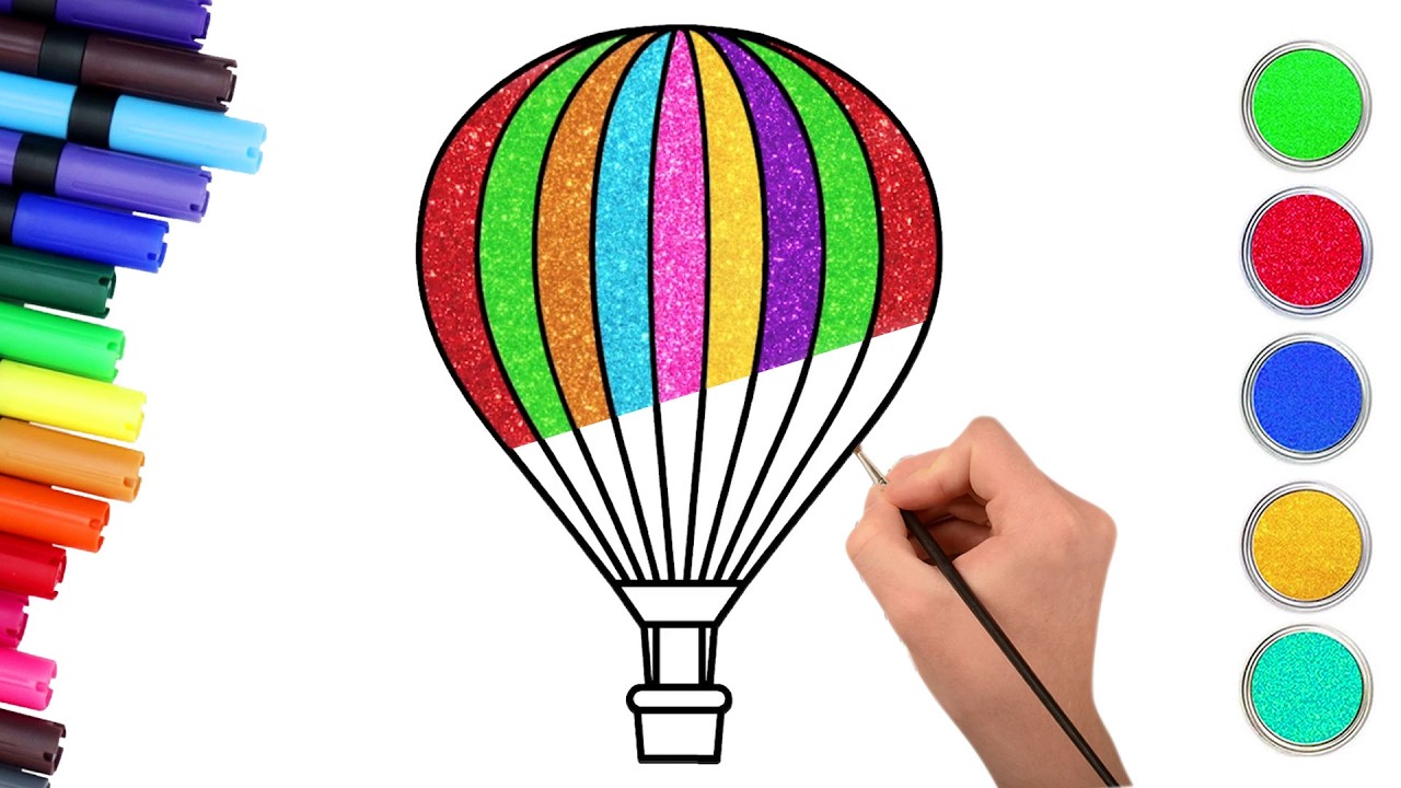 How To Draw A Hot Air Balloon🎈| Easy Drawing and Coloring For Kids | Chiki Art | HooplaKidz How To