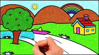 Easy Scenery Drawing ππ΄| Step By Step Drawing Tutorial | Chiki Art | HooplaKidz How To