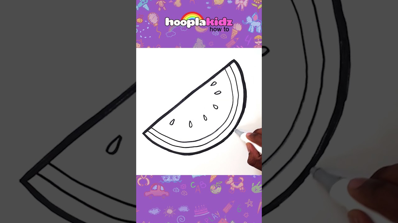 How To Draw A Watermelon ๐๐๏ธ #shorts #drawing #coloring #hooplakidzhowto