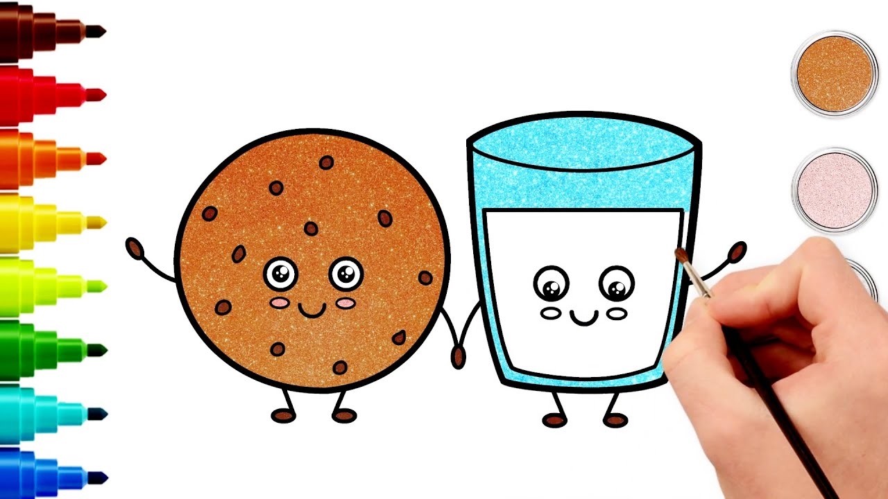 How To Draw Milk And Cookies 🥛🍪 Fun Drawing For Kids | Hooplakidz How To