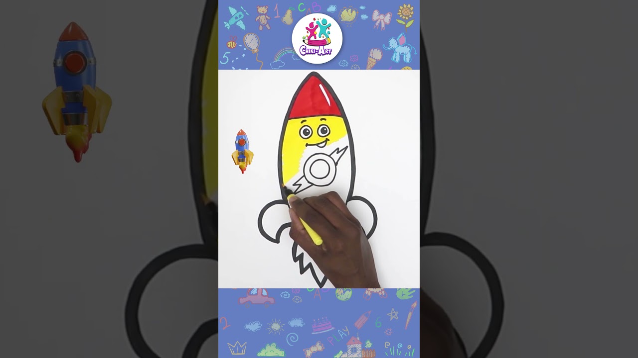 🚀Draw A Rocket Easily✏️ #shorts #howtodraw #rocket #drawing #coloring #hooplakidzhowto
