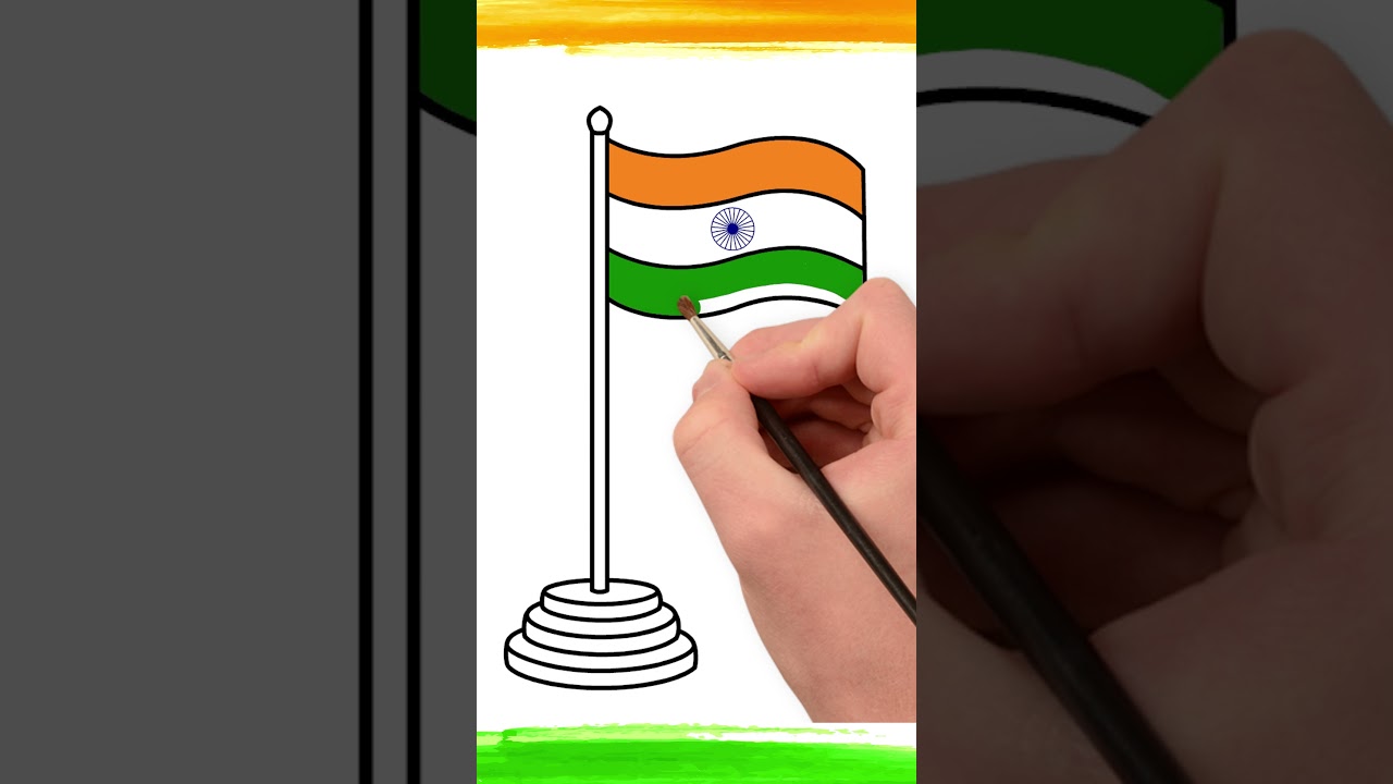 How To Draw An Indian Flag | Step By Step Drawing 🇮🇳 #shorts #drawing #hooplakidzhowto