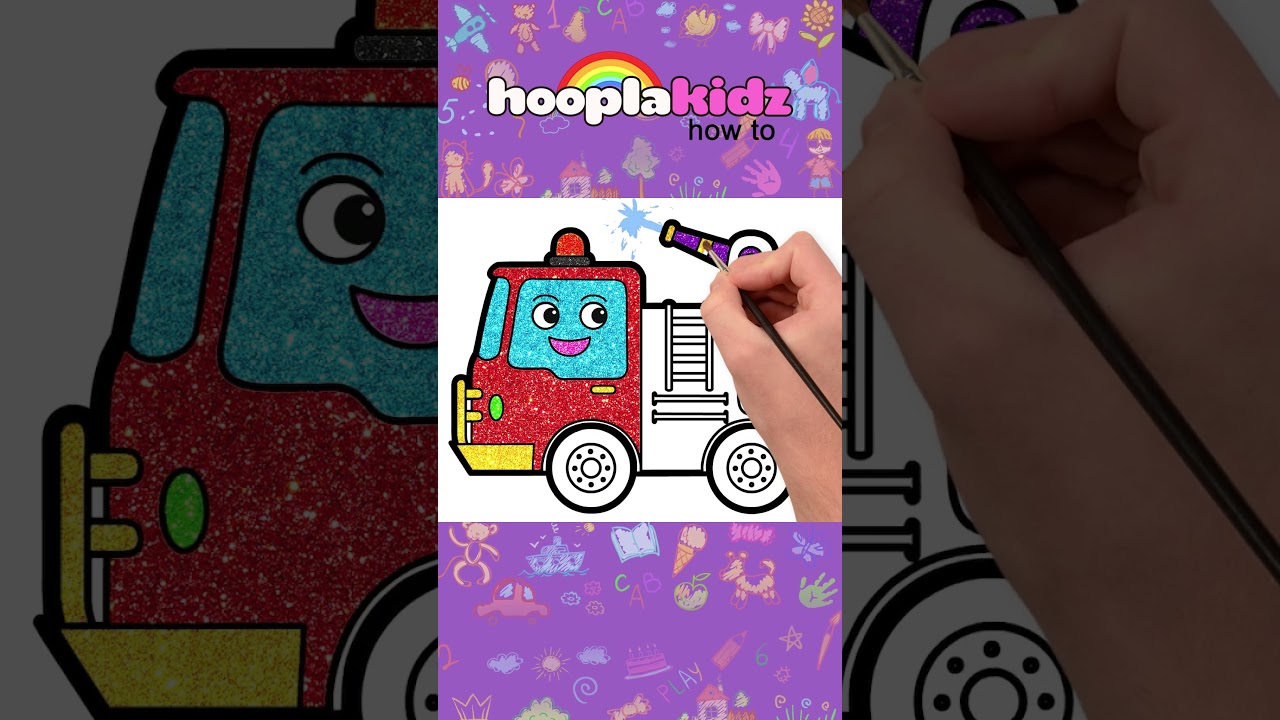 Fire Truck Drawing 🚒 - Easy Tutorial for Kids #shorts #drawing #coloring