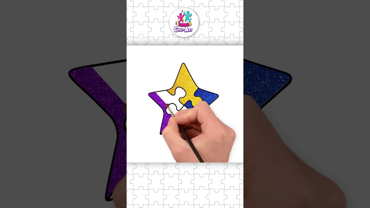 Star Shape Puzzle Drawing⭐️ #shorts #drawing #hooplakidzhowto