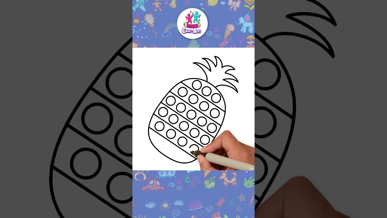 Easy Pop It Pineapple Drawing Tutorial π#shorts #drawing #coloring